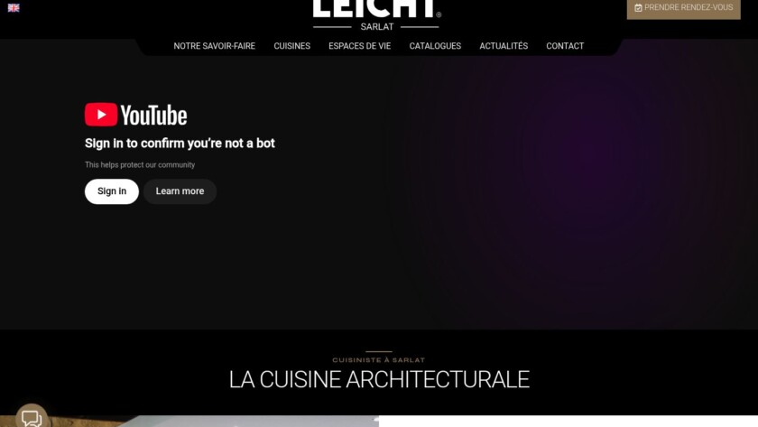 Capture ordinateur du site Cuisines LEICHT Sarlat – Un site vitrine sur mesure