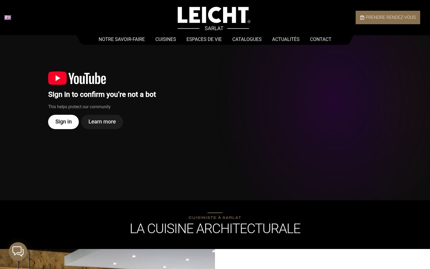 Capture ordinateur du site Cuisines LEICHT Sarlat – Un site vitrine sur mesure